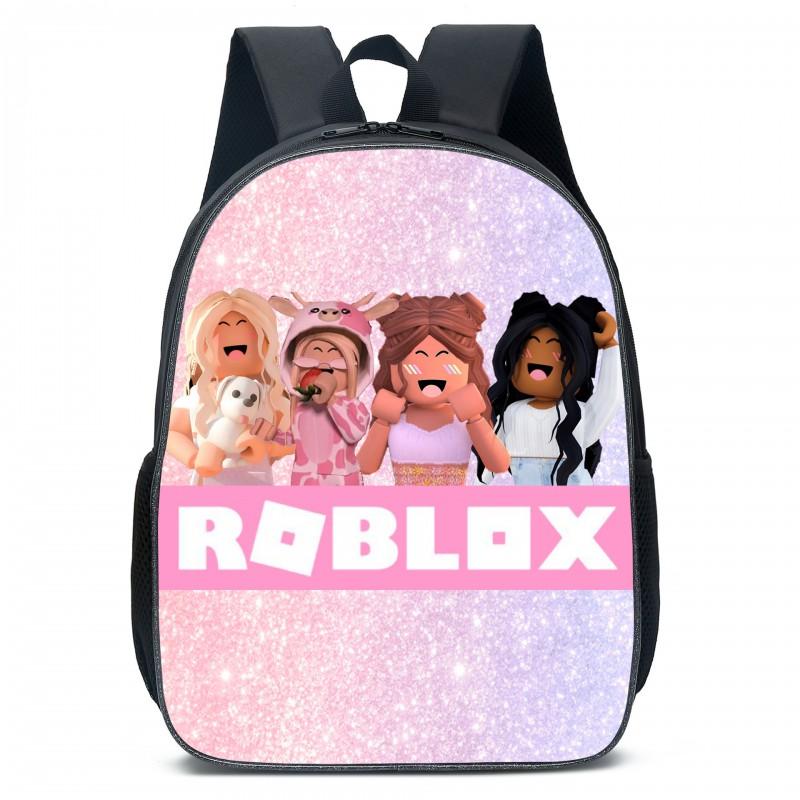 Roblox Kinder Schulrucksack Jungen Mädchen Leichter Oxford-Stoff Zweigurt-Tasche Mit Luftgepolsterten Trägern