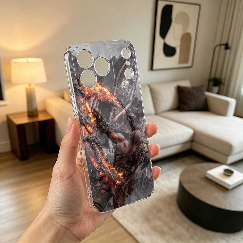 God of War Battle Karatos GAME Phone Case Transparent Silicone Soft For iPhone 17 16 15 14 13 12 11 Mini Pro Max Plus