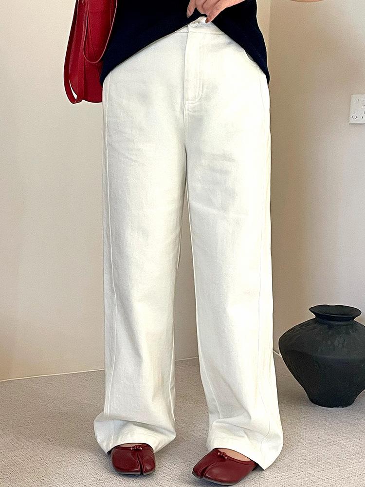Plus Size Women's Wide Leg Floor-Length Casual Pants for Spring 2026 - Versatile Loose Jeans NK1502