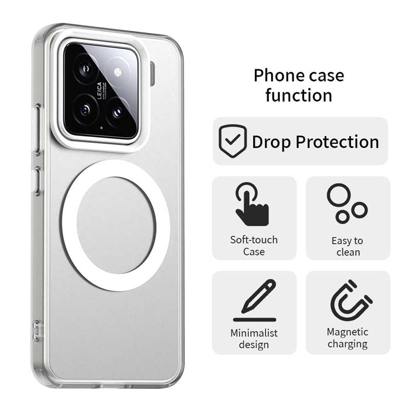 Para Xiaomi 15 Capa Protetora Xiaomi Mi 15 Capas Bumper de Telefone Armadura Traseira Transparente Magnética Fosca Clara Fundas Xiaomi 15 Xiaomi15