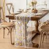 Floral Embroidery Table Runner Embroidered Flower Tulle Table Runner Spring Summer Table Runner for Home Dinner Party Holiday Decoration