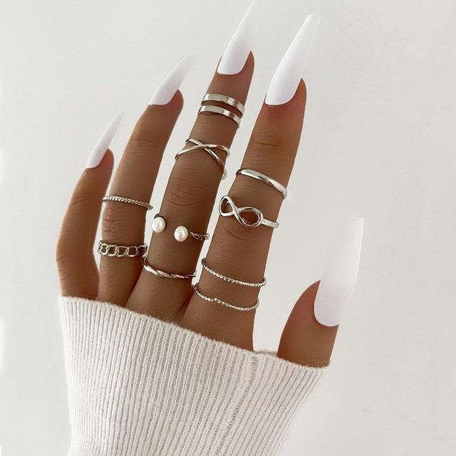 Modeschmuck Ringe Set Gold Farbe Hohle Runde Öffnung Frauen Fingerring für Mädchen Dame Party Hochzeitsgeschenke