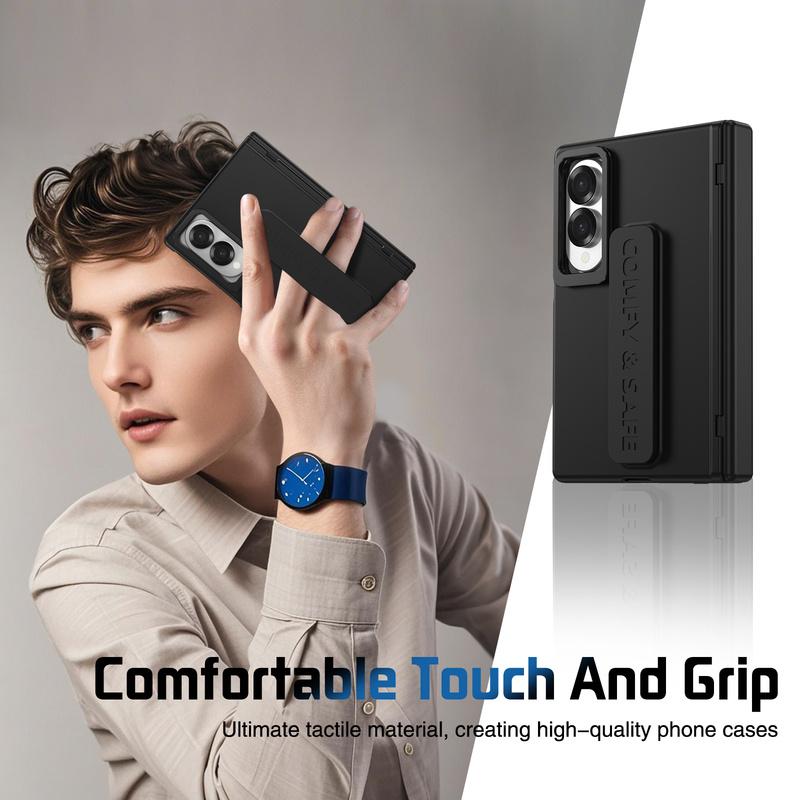 For Samsung Galaxy Z Fold 8 Wide 5G Wristband Hinge Lens Holder Phone Case Outer Screen Glass Film Protection Shockproof Cover