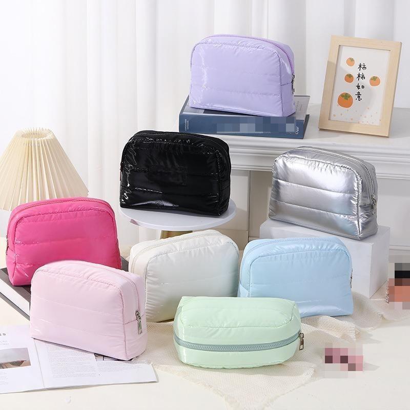New Solid Color Waterproof Cosmetic Bag Women Portable Wash Storage Bag Makeup Gift Bag Makeup Pouch Travel Cosmetic Organizer