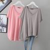 T-shirt Women Summer Casual Large Size Loose Versatile V- Neck Pullover Short-sleeved Tops
