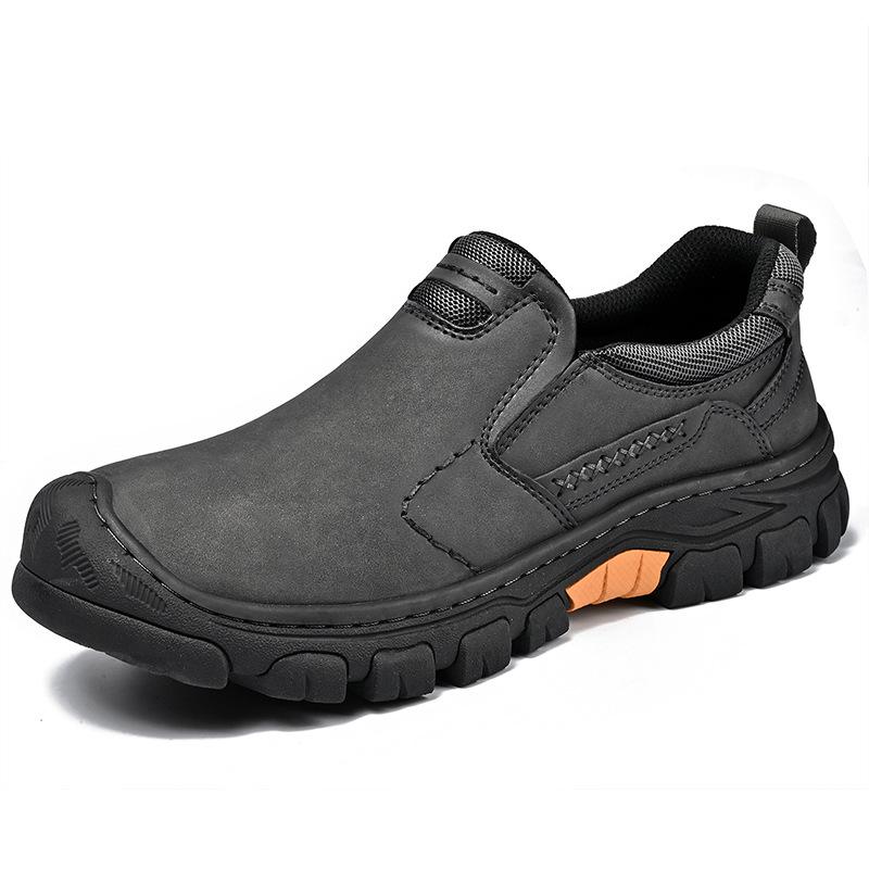 Vattentäta slip-on vandringsskor för män i konstläder för utomhusbruk, halkfria promenadsneakers, avslappnade loafers, arbetsskor, bekväma korta stövlar