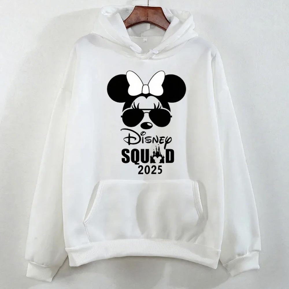 Disney Parent-Child Wear Fun 2025 Disneyland Travel Pattern Multi-Color Hoodie Women's Kawaii Pullover Casual Couple Sweatshirt