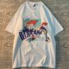 Original American Street Funny Cartoon Print Versatile Short Tee Cotton Loose Casual Couple Short Sleeved T-shirt Men Women