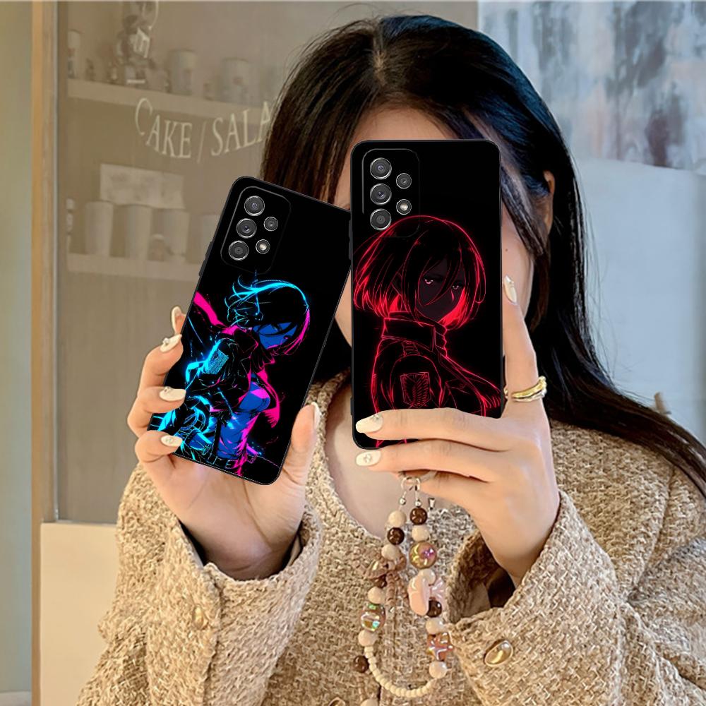 AOT Mikasa Mobile Phone Case for Samsung Galaxy A73 72 71 70 56 55 54 53 52 36 35 34 23 16 15 5G Colour Protective Luxury Pretty