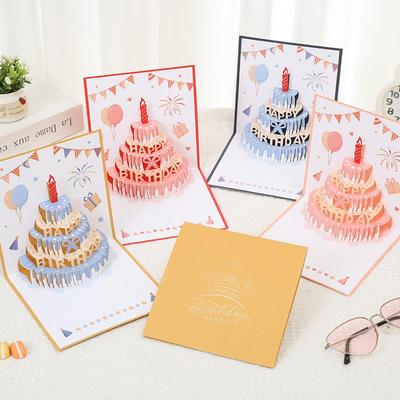 3D Pop-Up Birthday Cake Card - High-End Paper Sculpture Greeting