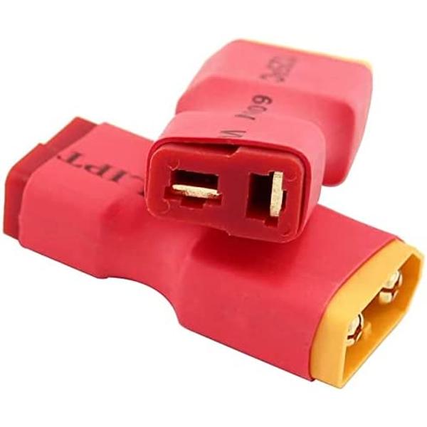 4-Pack XT60 Male To T-Plug Female Adapter | Quick Conversion | Lightweight | Compatible with LiPo Batteries, RC Cars, Audio Systems, Red