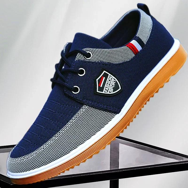 Fashion Summer Men's Canvas Shoes Lightweight Sports Shoes for Men Mesh Breathable Vulcanized Shoe Lace Up Man's Sneakers Working Shoes