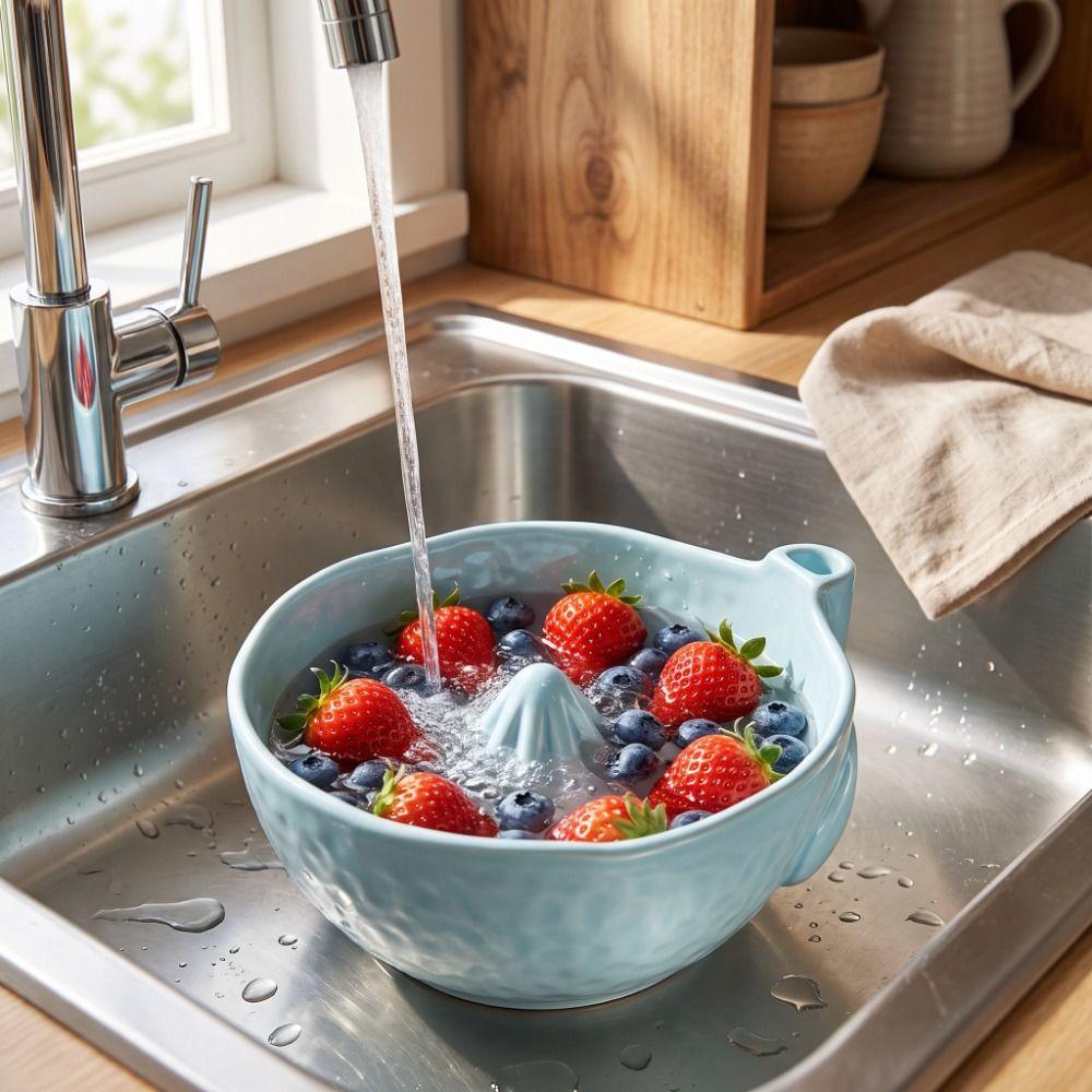 Verhoogd Afvoergaat Keramische Fruitwasser Geperforeerde Afdruipfruitzeef Aardbeien