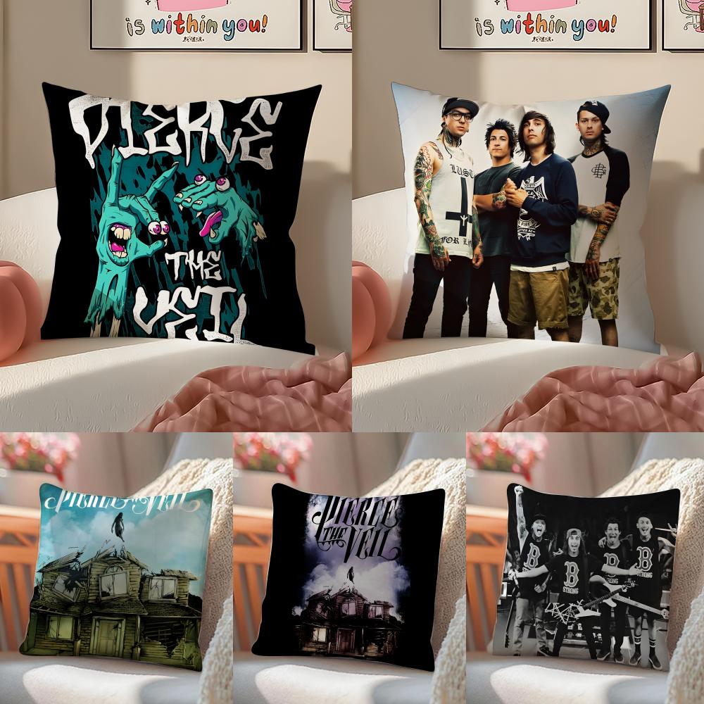 Dynamic Rock Band PPierce The Veil Cushion Cover Pillowcase Short Plush Invisible Zipper Room Sofa Cushion Cover