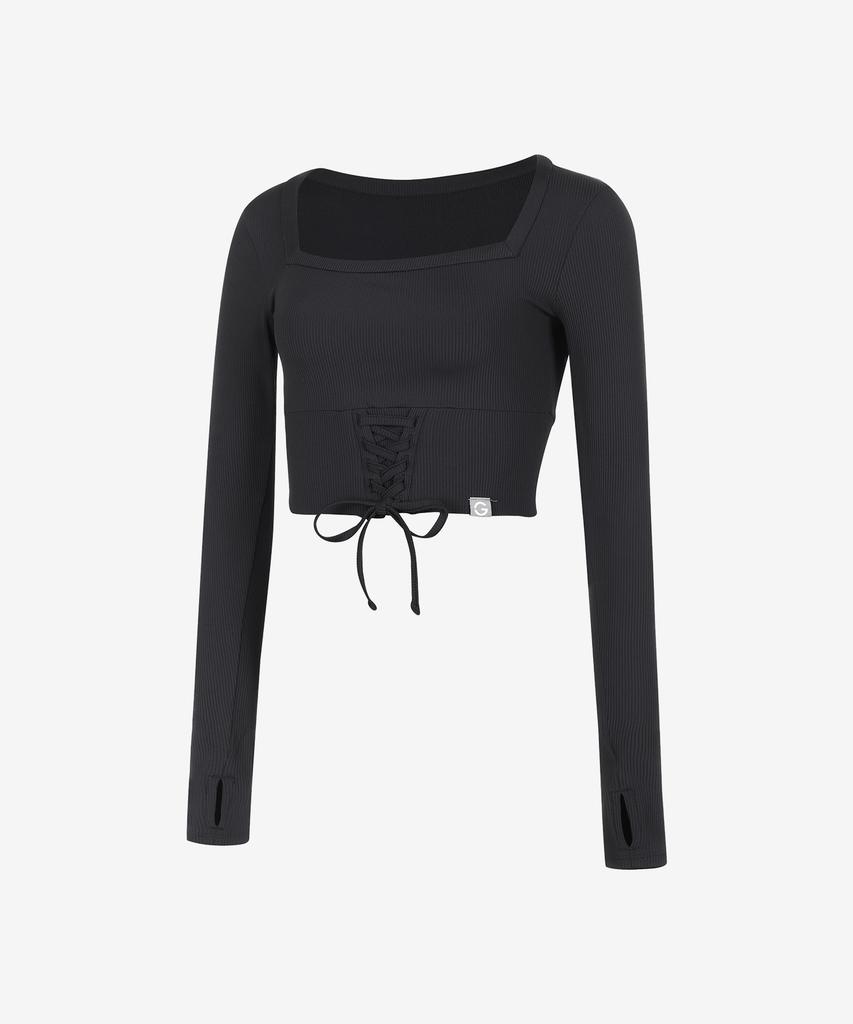 GRANDE LINE Elflex Rib Lace-Up Long Sleeve_4 Colors