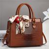 Women's Crocodile Pattern Handbag and Purse PU Patent Leather Large Capacity Top-handle Tote Work Shoulder Satchel for Women Crossbody Bags