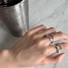 Sterling Silver Staggered Square Ring, Simple Open Ring In Personality, Cold Wind Index Finger Ring