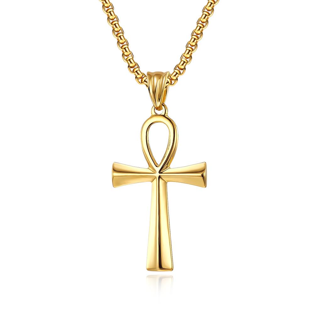 Φυλαχτό Κρεμαστό Αιγυπτιακό Ankh Crucifix Κολιέ Μενταγιόν από ανοξείδωτο ατσάλι Σύμβολο της ζωής Σταυρός κολιέ Κοσμήματα Δώρα Αλυσίδες