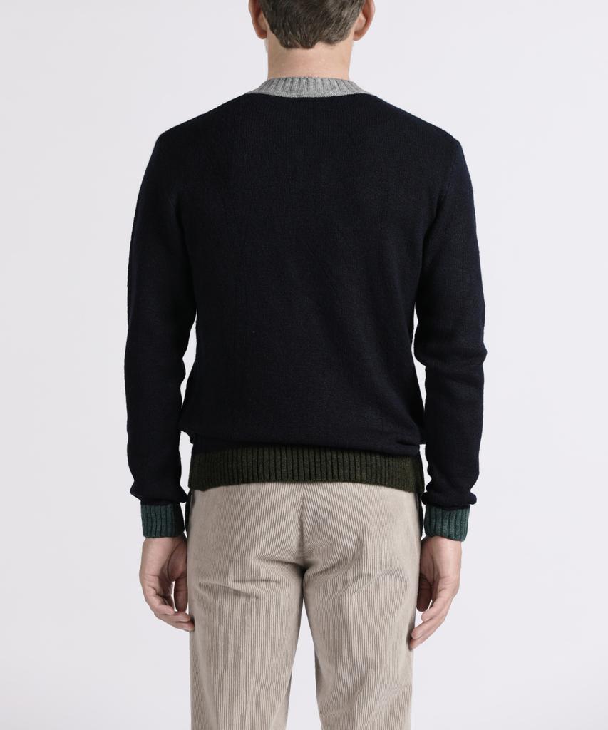 PANICALE Navy Color Block Crew Neck Knit