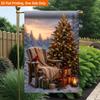 2D Flat, 2D Flat Printing Garden Flag 1pc, Christmas Tree And Cozy Glow Durable Single-Sided Print Yard Flag, Garden & Home Holiday Decoration, 29.97x