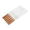 10 PCS/Set Stainless Steel Wire BBQ Skewers Wood Handle Grill Roasting Sticks Outdoor Camping BBQ Tools Storage Bag Kit