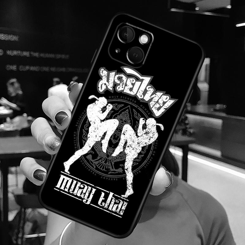 Muay Thai Martial Art Phone Case For iPhone 16 Pro Max 14 13 12 11 15 Pro Max Plus 12 13 Mini XR 16e Funda Cover