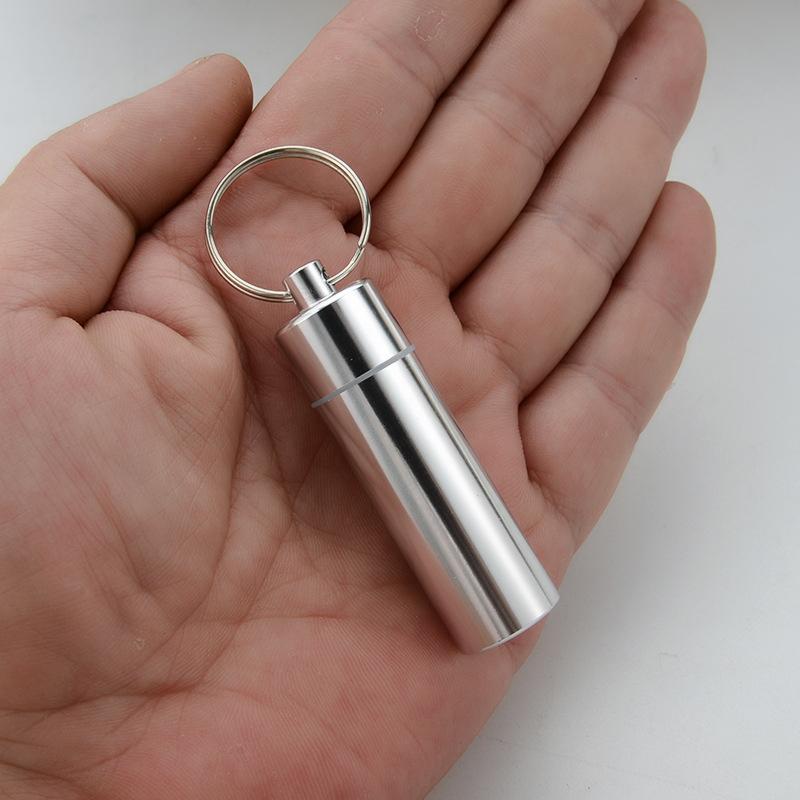 Waterproof Aluminum Toothpick Case Pill Box Travel Camping Container Keychain