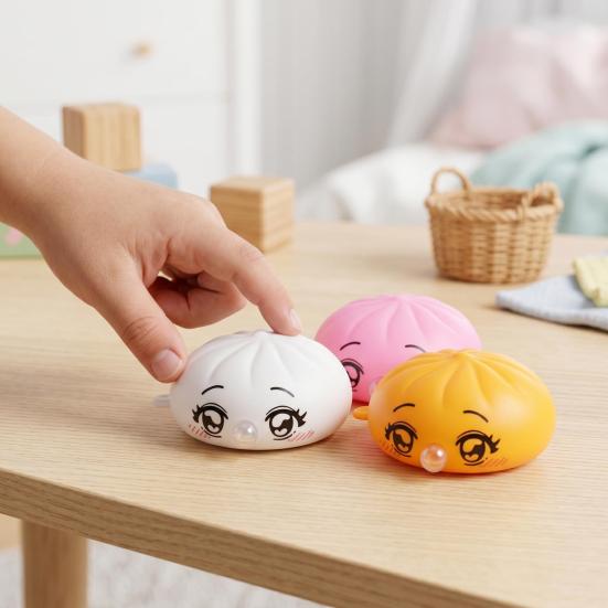 Yousheng 1/3/5Pcs Cartoon Expression Bubble Dumpling Toy Stress Relief Relaxation Steamed Bun Squeeze Toy Focus Aid Spitting Bubble Bun Fidget