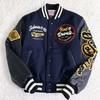 Tide Merk AC Milan Geborduurde Leren Mouw Veelzijdige Baseball Jas