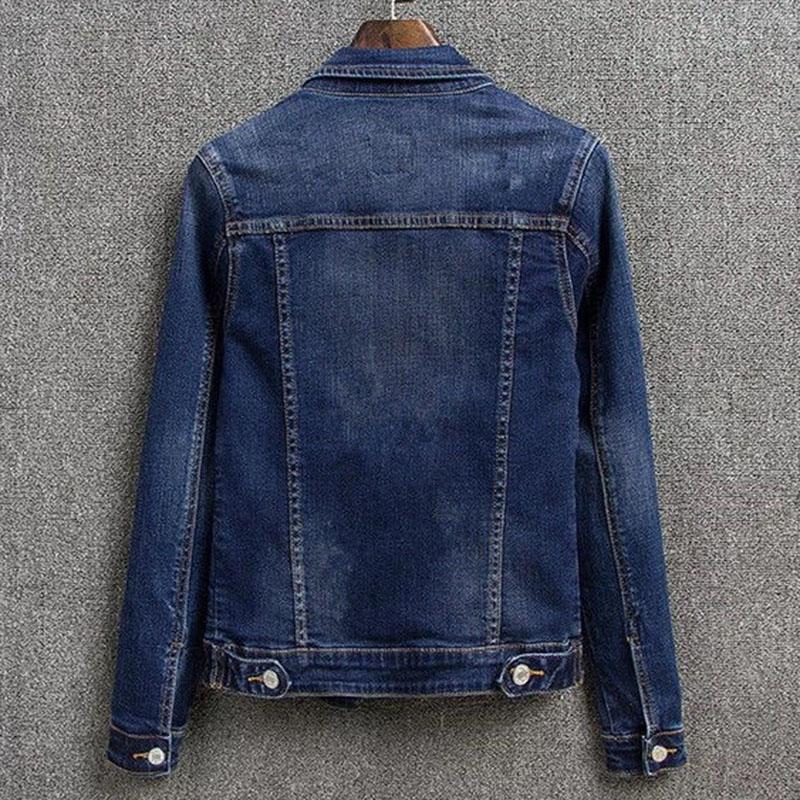Women's Denim Jacket Simple Casual Jacket Women's Short Top Long Sleeve Polo Collar Spring Autumn Cardigan Coat Fashion Trend Punk Coat
