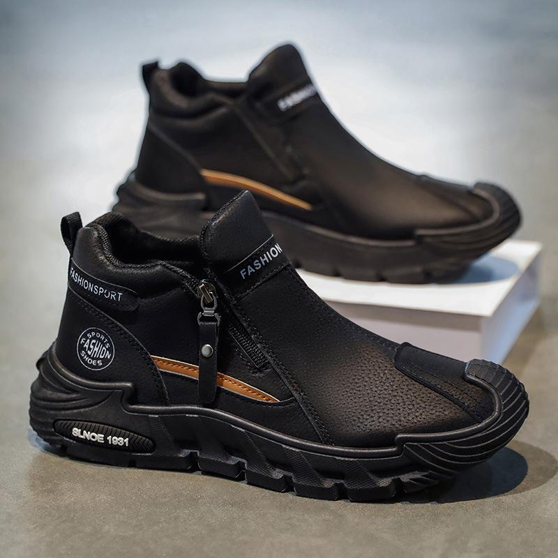 New Winter Retro Leather Brown High-top Leather Shoes Sports Soft-soled Martin Boots