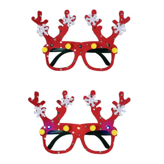 2026 LED Light Up Christmas Glasses Lighted Party Eyewear for Kids Adults Glow Light Up Photo Props for New Year Celebration