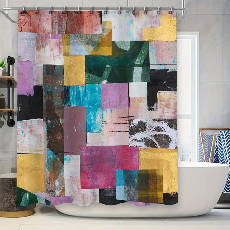 Abstract Colorful Artwork Shower Curtain Set for Bathroom Decor Modern Design Water-resistant Fabric Various Size Options Availa