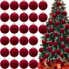 5/10Pcs Velvet Christmas Ball Ornaments Red White Xmas Tree Hanging Pendants Diy Home Party Christmas Decoration  Year Gifts