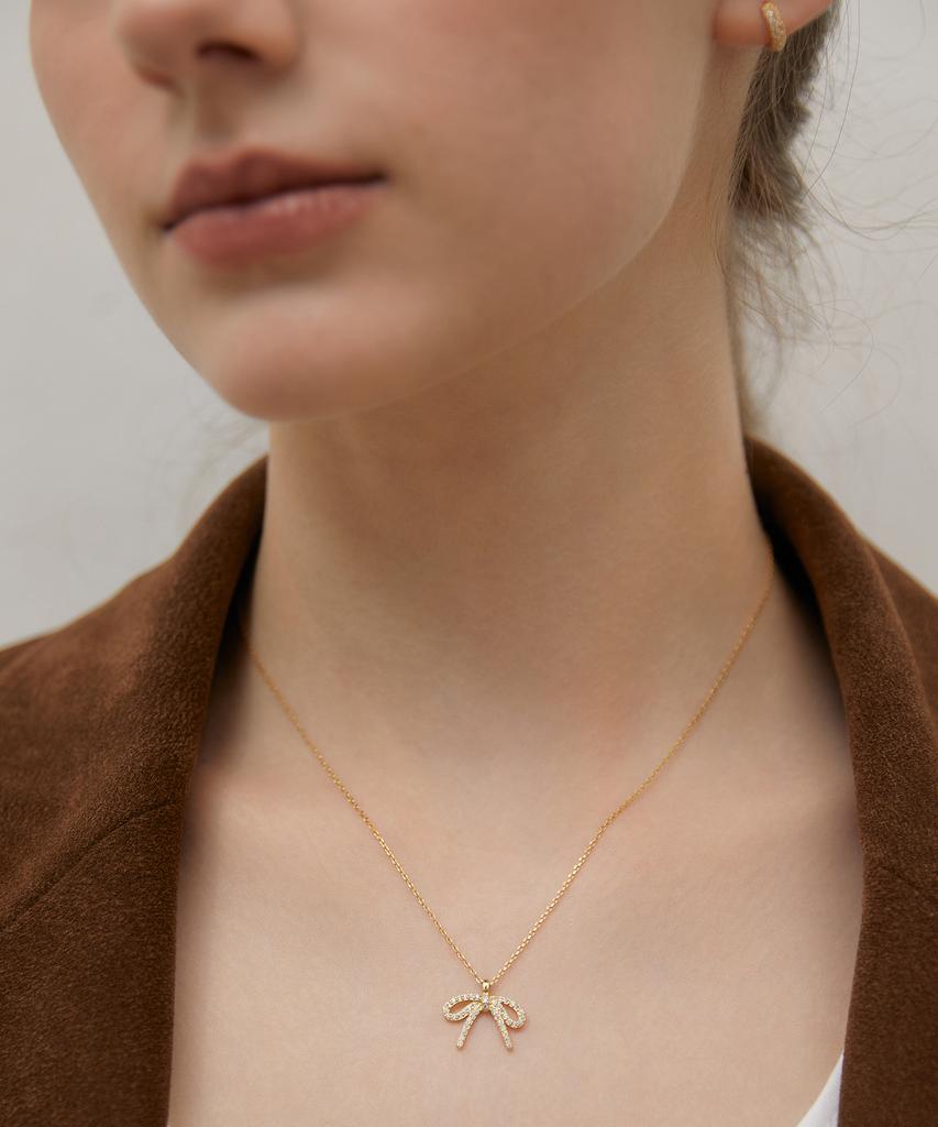 Tatiana (Silver 925) Dainty Cubic Ribbon Necklace Nz2456