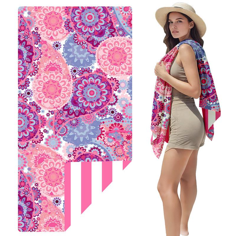 Pink Rhyme Waist Pattern, Double-sided Printing, Double-sided Velvet Beach Towel, Sunscreen, Absorbent Towel, Convenient Outdoor Bath