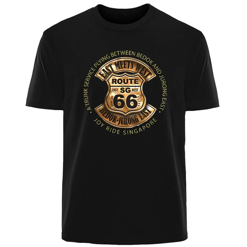 Vintage Route 66 Printed Summer High Quality Men's Cotton Fashion Breathable Sweat Absorbent T-Shirt Casual Men's Streetwear
