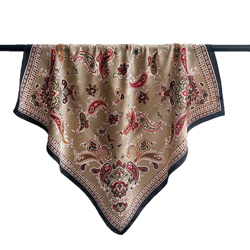 Retro Cashew Flower Small Square Scarf Jacquard Silk Scarf Women's Matching Shirt Neck Protector Neck Thin Scarf Waist Scarf Shawl
