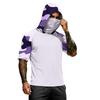 Men's Short Sleeve Hooded T Shirt Casual Camouflage Print Raglan Sleeve Pullover Lightweight Top for Outdoor Sports