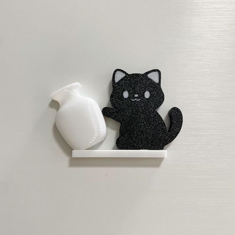 M-Cat Pushing Vase Refrigerator Magnets Home Decor Fridge Magnet Cat Whisker Collection Memorial Box Home Office Decor For Gift