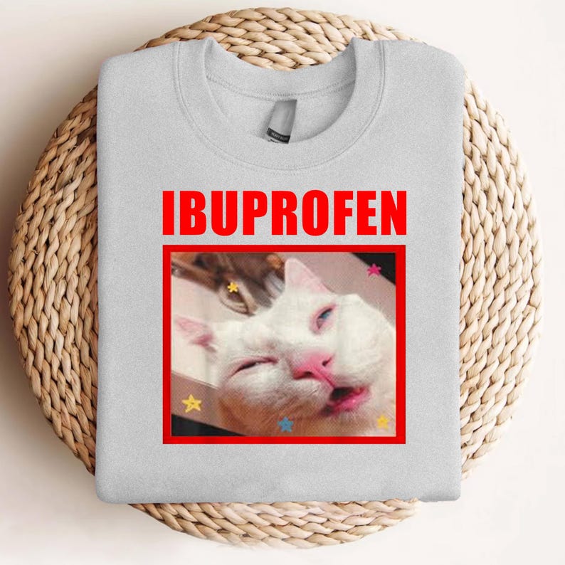 Tricou cu Meme Pisică Ibuprofen Bărbați Casual Amuzant Pisică Grafică Tricouri Modă Gât Rotund Bărbați Femei Haine Unisex Streetwear Tricouri