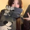 Windproof Puppy Pattern Scarf Korean Style Knitted Shawl Fashion Cashmere Blend Scarf Gift