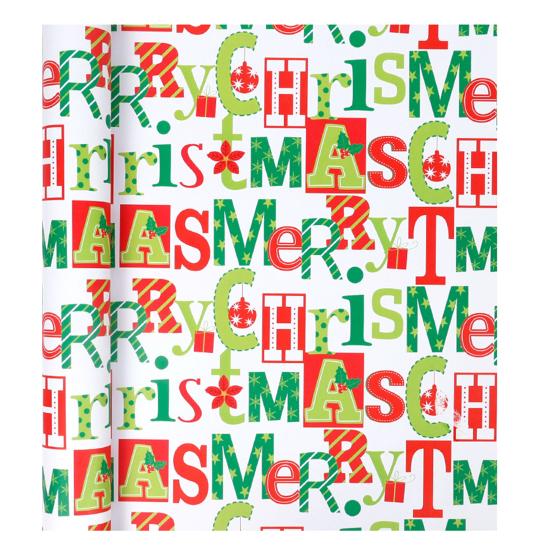 Weihnachtsgeschenkpapierrolle 17 Zoll Frohe Weihnachten Weihnachtsmann Geschenkpapier Reversibel Winter