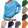 Women's Casual Fashion Solid Color Off-shoulder Long-sleeved Loose Sweatshirt With Pockets