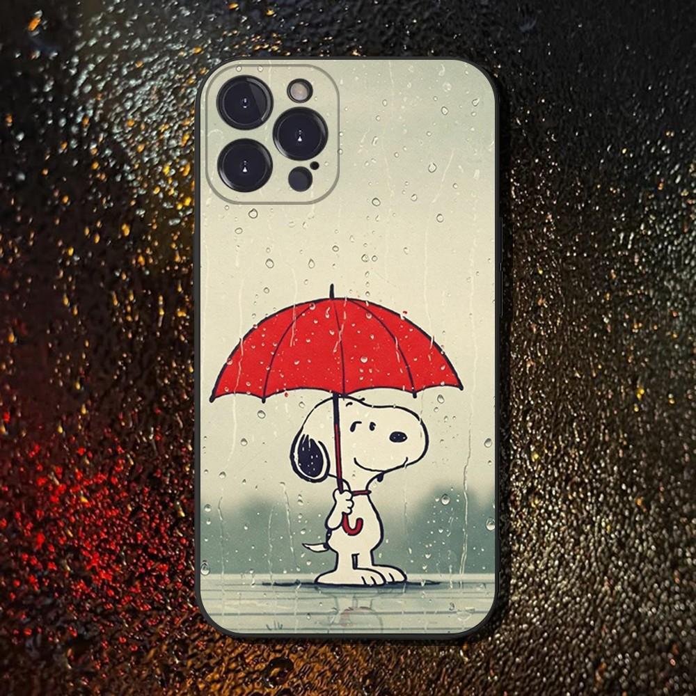 Cartoon S-Snoopys Phone Case For iPhone 16,15,14,13,12,11 Plus,Pro Max,XS,X,XR,SE,Mini,8,7,Soft Silicone Black Cover
