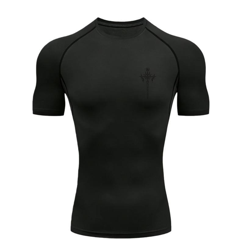 Cross Pattern  Men's Sports T-shirt Training Fitness Compression Quick Dry Short Sleeve T-Shirt for Men