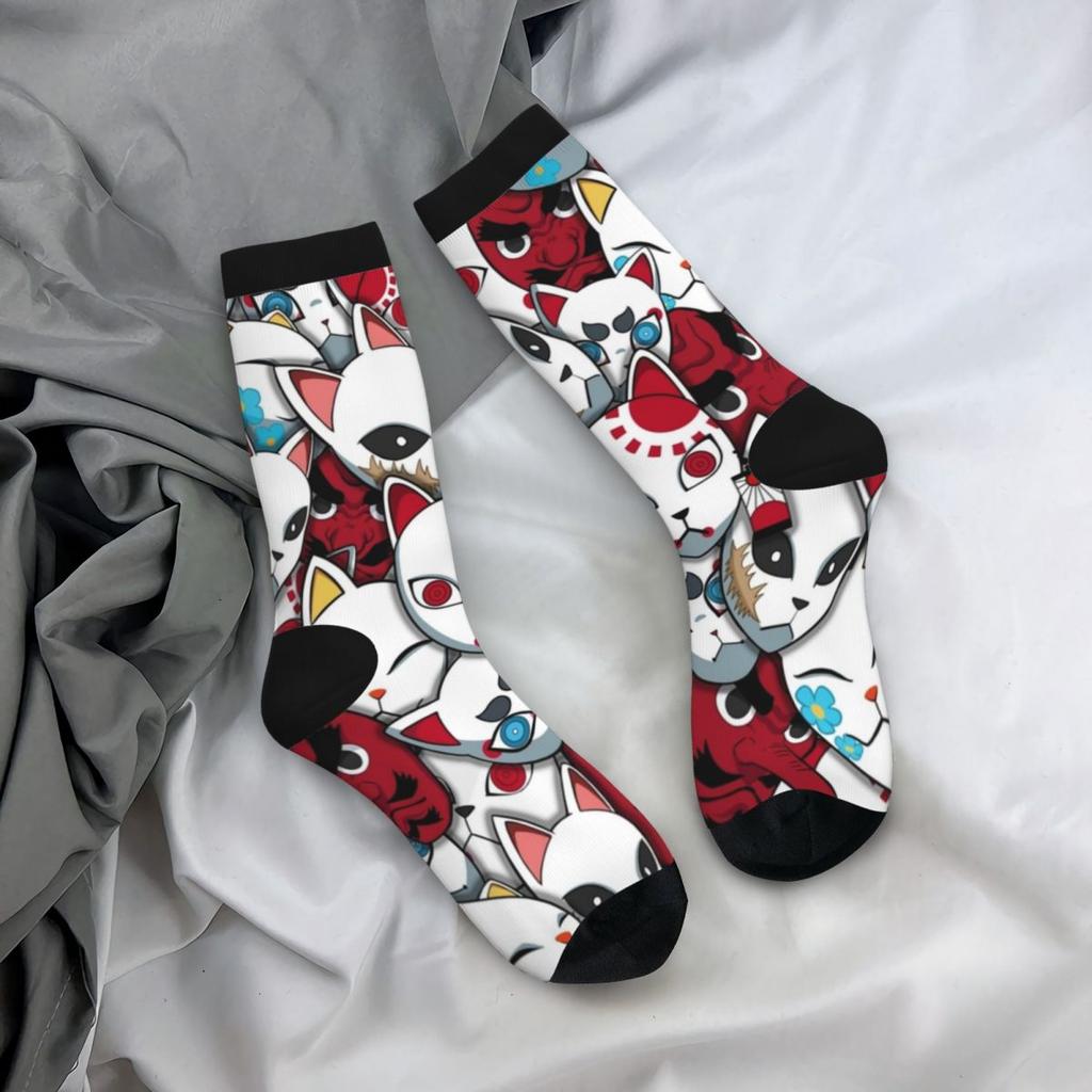 Dämonen Masken Socken Frühling Anime Print Strümpfe Kawaii Herren Hohe Qualität Socken Grafisch Radfahren Anti Rutsch Socken