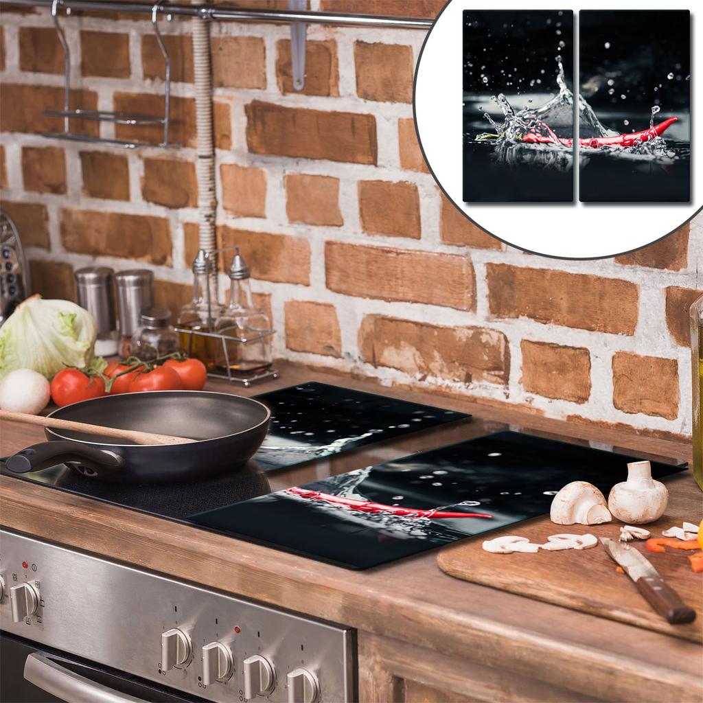 Glass Cutting Board 2X 30X52 Pepper