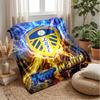 Leeds United Custom Name Text Flannel Blanket Soccer Logo Personalized Fleece Throw Blanket Special Gift For Sofa Bedroom Home