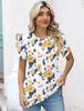 Spring/Summer Women's Pleated Short Sleeve Solid Color T-Shirt
